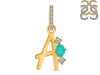Green Onyx & White Topaz Alphabet A Pendant GRO-RDA-79.