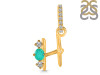 Green Onyx & White Topaz Alphabet H Pendant GRO-RDA-86.