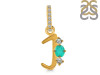 Green Onyx & White Topaz Alphabet J Pendant GRO-RDA-88.