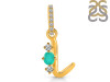 Green Onyx & White Topaz Alphabet L Pendant GRO-RDA-90.