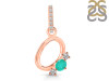 Green Onyx & White Topaz Alphabet O Pendant GRO-RDA-93.