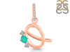 Green Onyx & White Topaz Alphabet Q Pendant GRO-RDA-95.