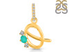 Green Onyx & White Topaz Alphabet Q Pendant GRO-RDA-95.