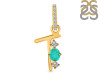 Green Onyx & White Topaz Alphabet T Pendant GRO-RDA-98.