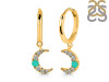 Green Onyx & White Topaz Hoop Earring GRO-RDE-1471.