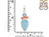 Larimar/Coral/Blue Topaz pendant-2SP LAR-1-1101