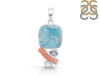 Larimar/Coral/Blue Topaz/Moonstone pendant-2SP LAR-1-1103