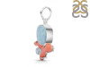 Larimar/Coral/Blue Topaz pendant-2SP LAR-1-1104