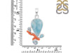 Larimar/Coral/Blue Topaz pendant-2SP LAR-1-1107