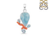 Larimar/Coral/Blue Topaz pendant-2SP LAR-1-1107
