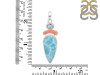 Larimar/Coral/Blue Topaz pendant-2SP LAR-1-1108