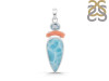 Larimar/Coral/Blue Topaz pendant-2SP LAR-1-1108