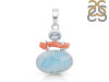 Larimar/Coral/Blue Topaz pendant-2SP LAR-1-1112