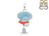 Larimar/Coral/Blue Topaz/Moonstone pendant-2SP LAR-1-1117