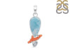 Larimar/Coral/Blue Topaz pendant-2SP LAR-1-1119