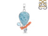 Larimar/Coral/Blue Topaz/Moonstone pendant-2SP LAR-1-1120