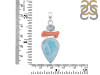 Larimar/Coral/Blue Topaz pendant-2SP LAR-1-1126