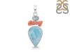 Larimar/Coral/Blue Topaz pendant-2SP LAR-1-1126