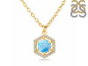 Larimar & White Topaz Necklace With Slider Lock LAR-RDN-69.