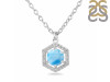 Larimar & White Topaz Necklace With Slider Lock LAR-RDN-69.