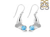 Larimar & White Topaz Whale Tail Earring LAR-RUE-10.