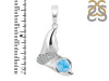 Larimar & White Topaz Whale Tail Pendant LAR-RUP-10.