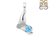Larimar & White Topaz Whale Tail Pendant LAR-RUP-10.