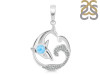 Larimar & White Topaz Dolphin & Waves Pendant LAR-RUP-20.