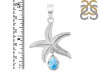 Larimar & White Topaz Star Fish Pendant LAR-RUP-31.