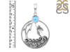 Larimar & White Topaz Dolphin & Mermaid & Waves Pendant LAR-RUP-34.