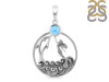 Larimar & White Topaz Dolphin & Mermaid & Waves Pendant LAR-RUP-34.
