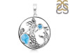 Larimar & Blue Topaz Mermaid & Fish Pendant LAR-RUP-57.