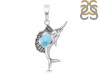Larimar & White Topaz Sail Fish Pendant LAR-RUP-25.