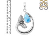 Larimar & White Topaz Whale Tail Pendant LAR-RUP-28.
