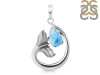 Larimar & White Topaz Whale Tail Pendant LAR-RUP-28.