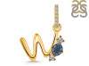 Labradorite & White Topaz Alphabet W Pendant LBD-RDA-101.