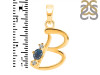 Labradorite & White Topaz Alphabet B Pendant LBD-RDA-2.