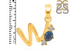 Labradorite & White Topaz Alphabet W Pendant LBD-RDA-75.