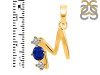 Lapis & White Topaz Alphabet M Pendant LLP-RDA-65.
