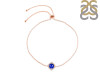 Lapis & White Topaz Bracelet With Adjustable Camera Lock LLP-RDB-66.