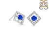 Lapis & White Topaz Stud Earring LLP-RDE-847.