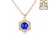 Lapis & White Topaz Necklace With Slider Lock LLP-RDN-69.