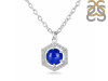 Lapis & White Topaz Necklace With Slider Lock LLP-RDN-69.