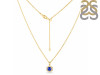 Lapis & White Topaz Necklace With Slider Lock LLP-RDN-69.
