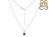 Lapis & White Topaz Necklace With Slider Lock LLP-RDN-69.
