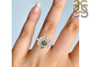Moldavite Chakra & Crescent Moon Ring MLD-RDR-2140.