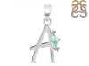 Opal & White Topaz Alphabet A Pendant OPL-RDA-1.