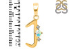 Opal & White Topaz Alphabet J Pendant OPL-RDA-10.