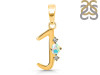Opal & White Topaz Alphabet J Pendant OPL-RDA-10.