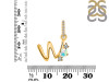 Opal & White Topaz Alphabet W Pendant OPL-RDA-101.
